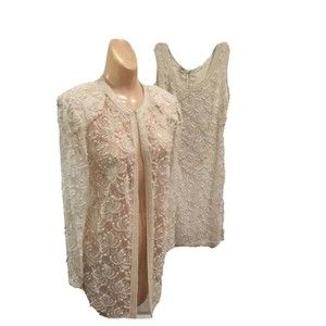 Scala Evening Dress Vintage Beaded Jacket Set Faux Pearls Elegant Formal Size S